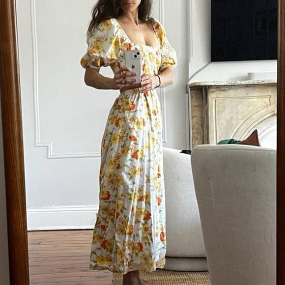 NWT Faithfull the Brand Loucetta Dress Palermo Floral Orange Print Size 2 XS - Picture 7 of 9